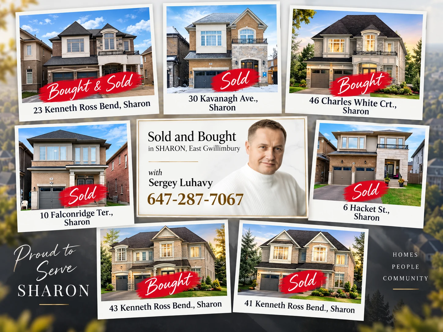 Selected homes sold and bought with Sergey Luhavy in Sharon and East Gwillimbury